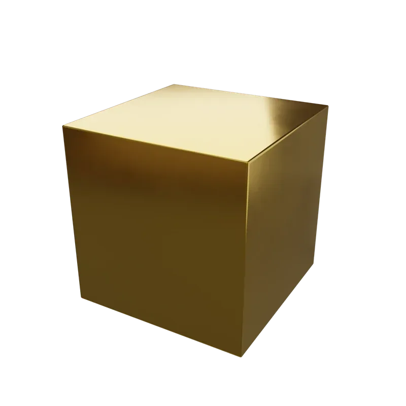 Gold cube at 250.9 mm edge length